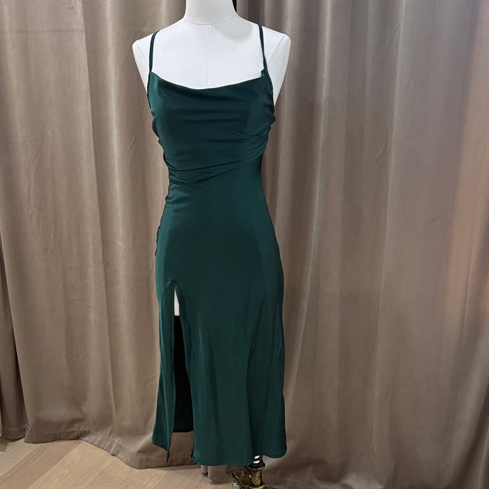 SHEIN Dark Green Midi Dress with Spaghetti Straps